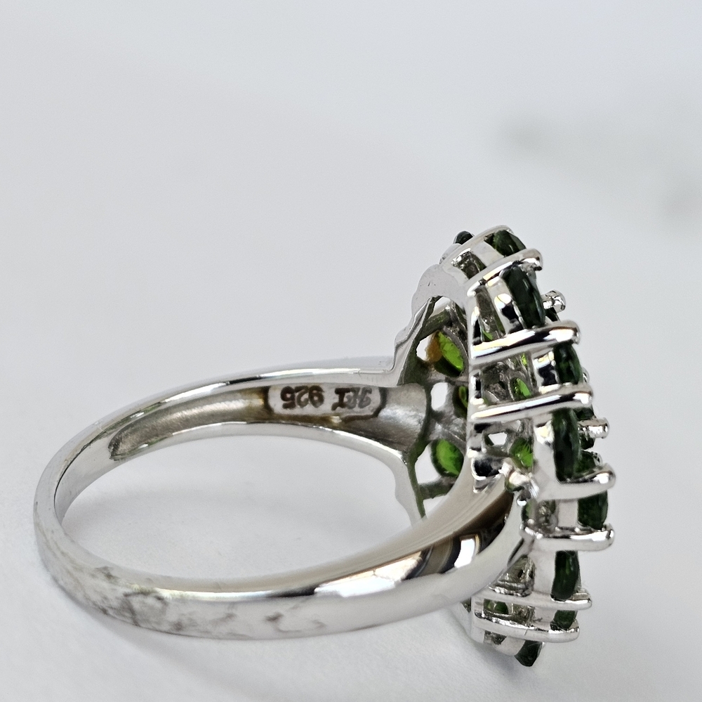 Genuine Chrome Diopside Cluster Ring in Rhodium over Sterling Silver Sz 8! - Picture 13 of 14